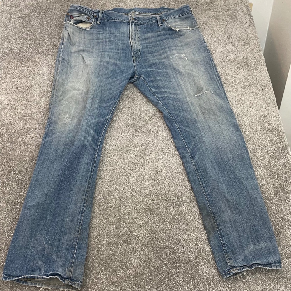 Polo Ralph Lauren Jeans Mens 46x32 Hampton Straight Distressed (Size Tag 44x32)